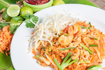 Thai food style , stir-fried rice noodles (Pad Thai)