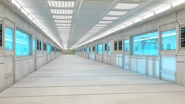 Futuristic architecture intererior corridor