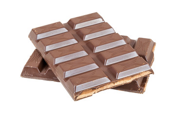 Chocolate bar on white background