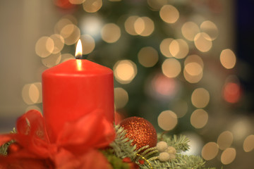 Christmas candle with bow - Left