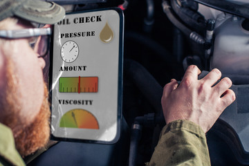 Man Using Digital Tablet for Oil Analysis