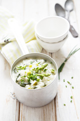 Asparagus, onion and spinach risotto