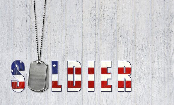 military dog tags for patriotic soldier