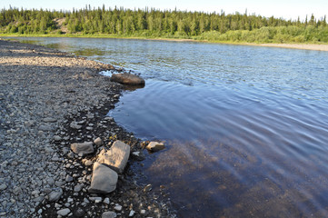 Taiga river Paga, Virgin Komi forests.
