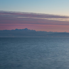 lake constance and swiss alps after sunset