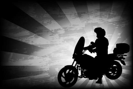 motorcyclist on the abstract background - vector