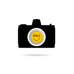 camera icon with smile symbol vector