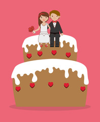 Wedding design over pink background vector illustration