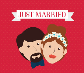 Wedding design over red background vector illustration