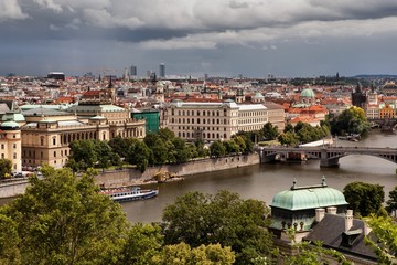 Fototapeta na wymiar Vltava and bridges in Prague, Czech Republic