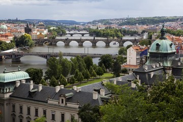 Obraz premium Vltava and bridges in Prague, Czech Republic