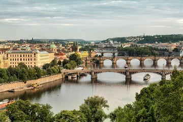 Fototapeta premium Vltava and bridges in Prague, Czech Republic