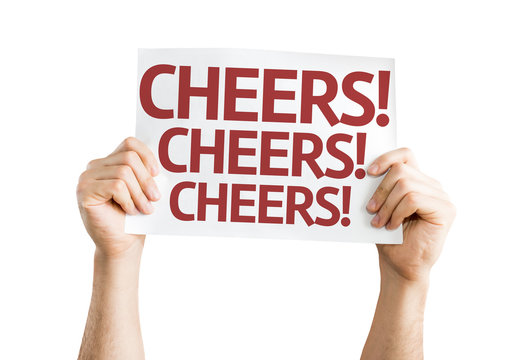 Cheers! card isolated on white background