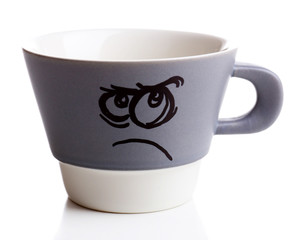 Emotional cup isolated on white