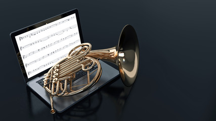 computer with French horn