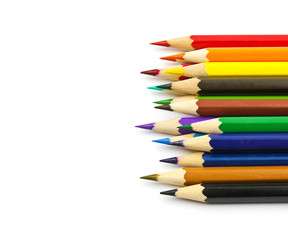 Colored pencils isolated on white background.
