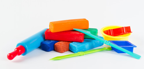 Colorful plasticine and tools