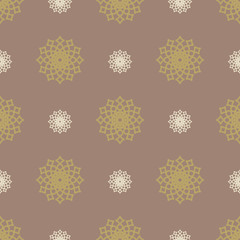 Flat new year seamless pattern with decorative snowflakes