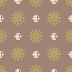 Flat new year seamless pattern with decorative snowflakes