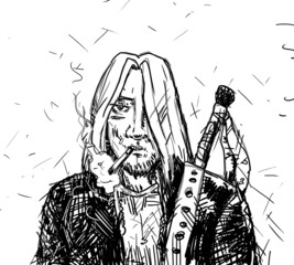 Rock and Roll man in Black Jacket