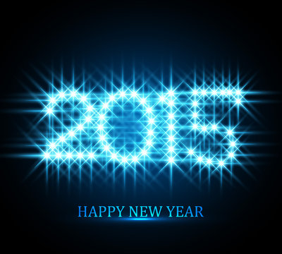 Vector Background for shiny Happy New Year 2015 stars blue color