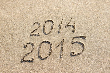 New Year 2015 season is coming instead 2014 concept at beach san