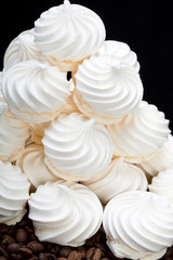 French vanilla meringue cookies and  coffee beans