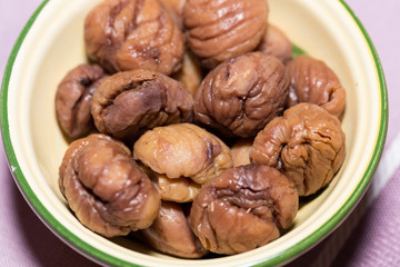 roast pickled chestnuts in bowl
