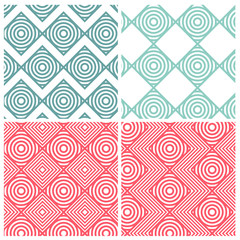 Set of four circle combine square patterns