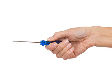 Screwdriver in woman's hand
