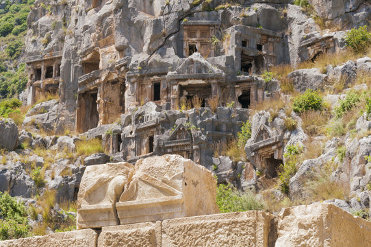 Lycian tombs in Myra, Demre (Turkey)