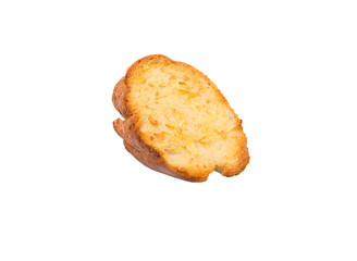Homemade garlic bread of French baguette over white background
