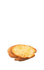 Homemade garlic bread of French baguette over white background