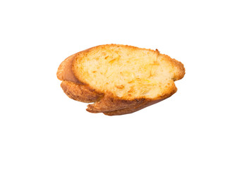 Homemade garlic bread of French baguette over white background