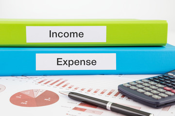 Income and expense documents with reports