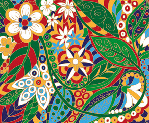 batik, floral ornament