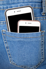 Cell phone in back pocket of girl's jeans