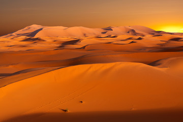 Dunes in Morocco at sunset