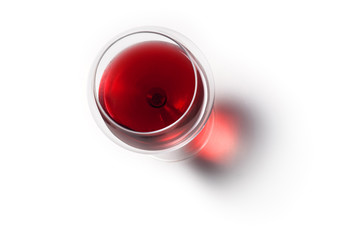 Calice di Vino Rosso con Ombra. Vista dall'alto - obrazy, fototapety, plakaty