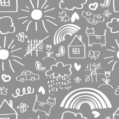 Children drawing seamless pattern