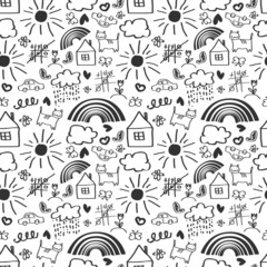 Children drawing seamless pattern