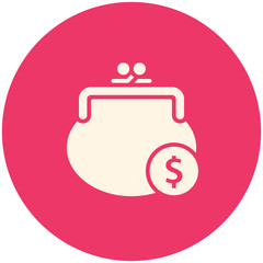 Purse and coin icon