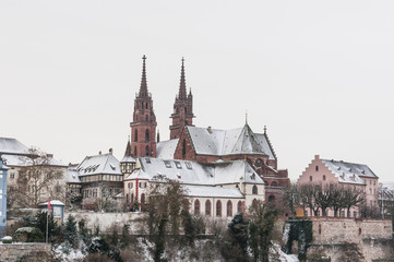 Basel, Altstadt, Kirche, Münster, Winterwetter, Schweiz