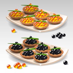 Canapes with caviar