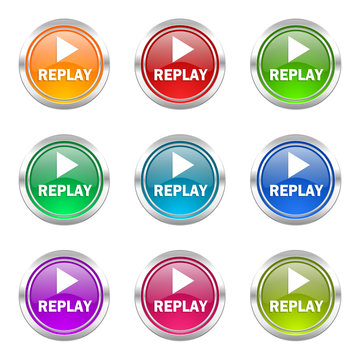 Replay Colorful Web Icons Vector Set