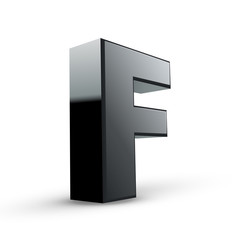 glossy black alphabet F
