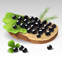Sandwich with black caviar