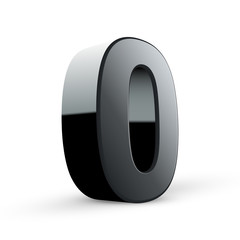 glossy black number zero