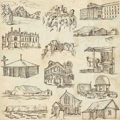 Architecture, Famous places - Full sized illustrations