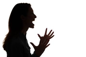 profile of screaming woman in silhouette